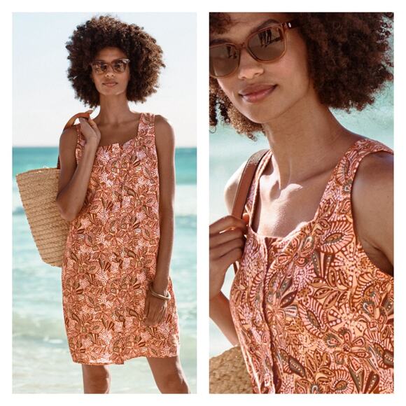 Garnet Hill Dresses & Skirts - Garnet Hill Vale Linen Paisley Floral Tank Dress Size 12